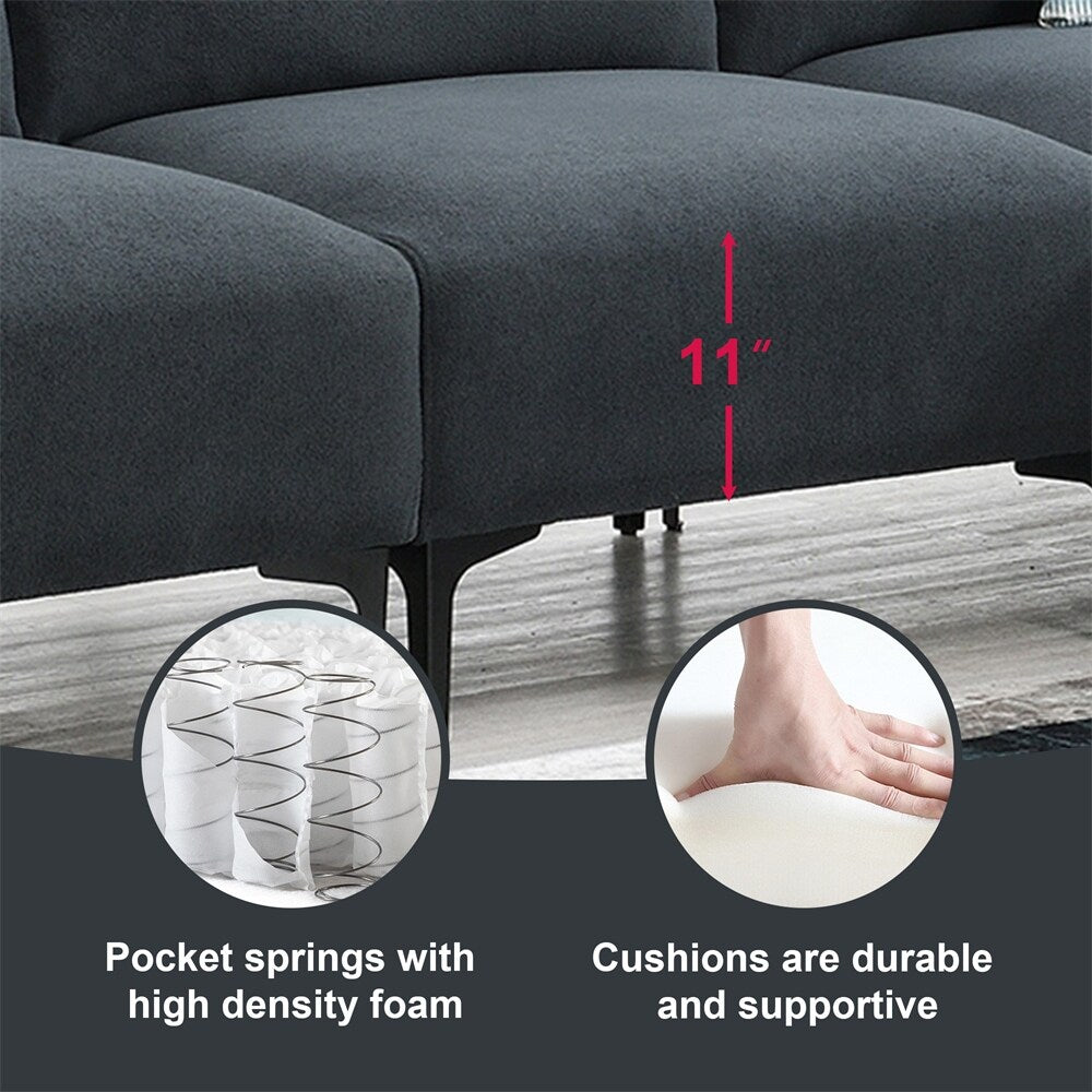 Modern L-shaped Sectional Sofa,w/Convertible Ottoman,Freely Combinable