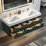 Modern LED 36''/48''/60'' White / Green Bathroom Vanity with Undermount Single / Double Sink