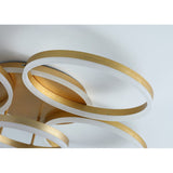 Modern Brushed Gold 5 Metal Rings LED Ceiling Light Fixture