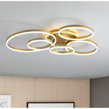 Modern Brushed Gold 5 Metal Rings LED Ceiling Light Fixture