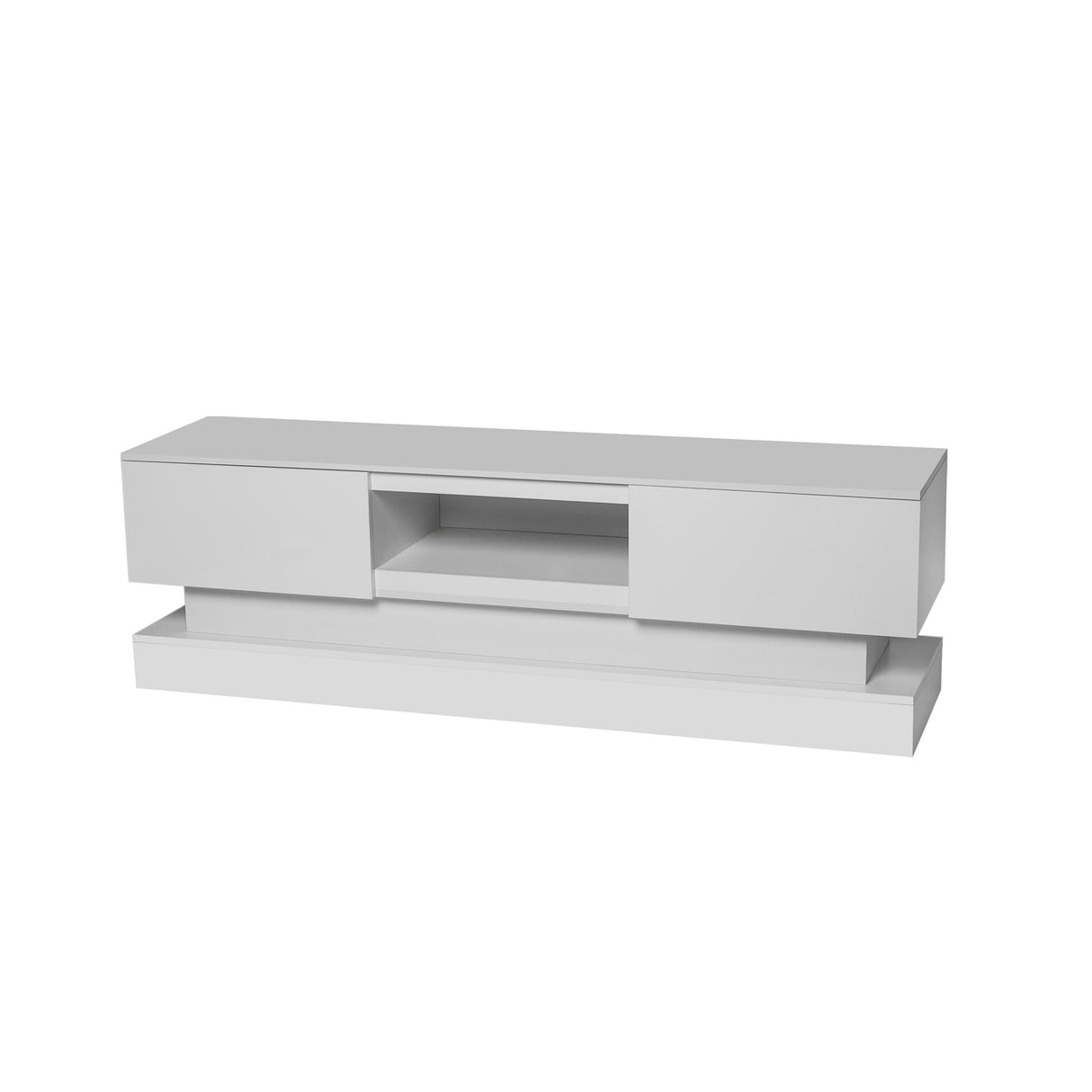 16-Color LED Lights TV Stand for TV up to 55"/65", Modern Entertainment Center with 2 Drawers