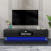 16-Color LED Lights TV Stand for TV up to 55"/65", Modern Entertainment Center with 2 Drawers