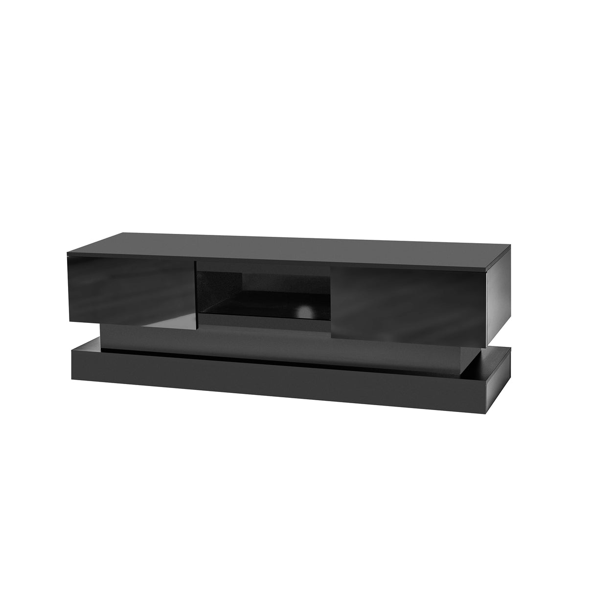 16-Color LED Lights TV Stand for TV up to 55"/65", Modern Entertainment Center with 2 Drawers