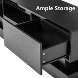 16-Color LED Lights TV Stand for TV up to 55"/65", Modern Entertainment Center with 2 Drawers