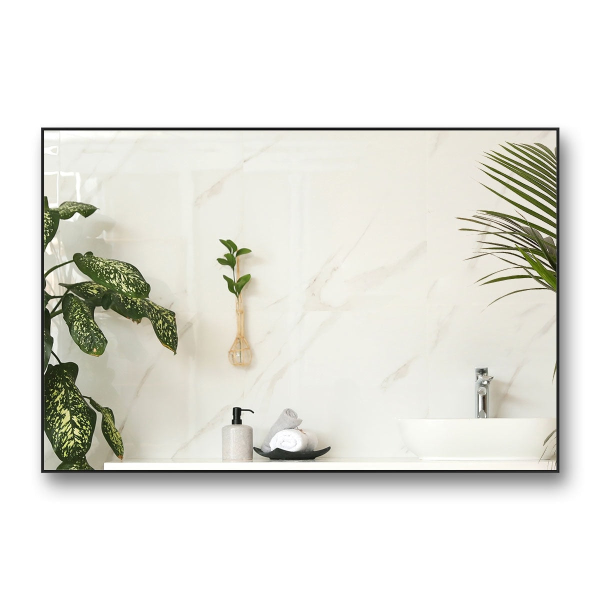 Modern Large Black Rectangle Bathroom Vanity Wall Mirrors - 24''x36''