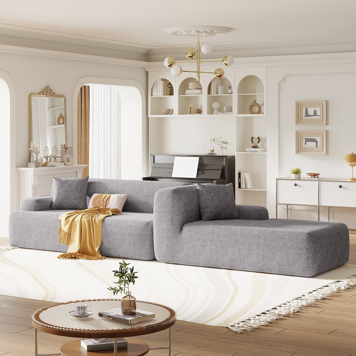 Modern Large L-Shape Modular Sectional Sofa for Living Room