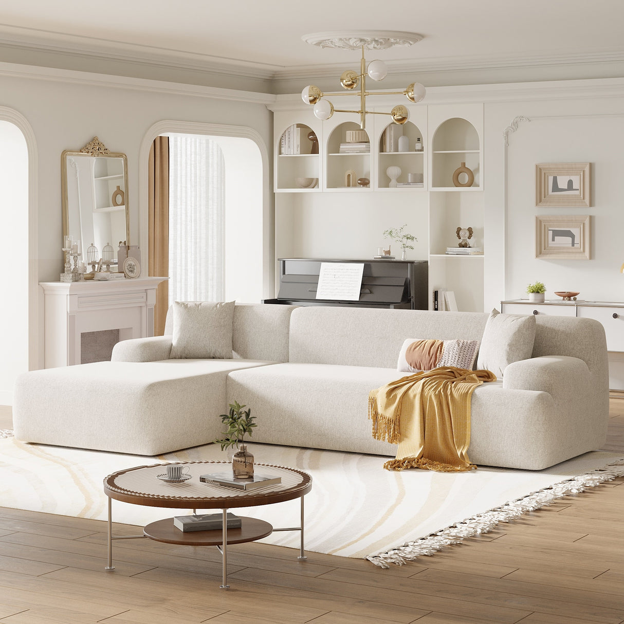 Modern Large L-Shape Modular Sectional Sofa for Living Room