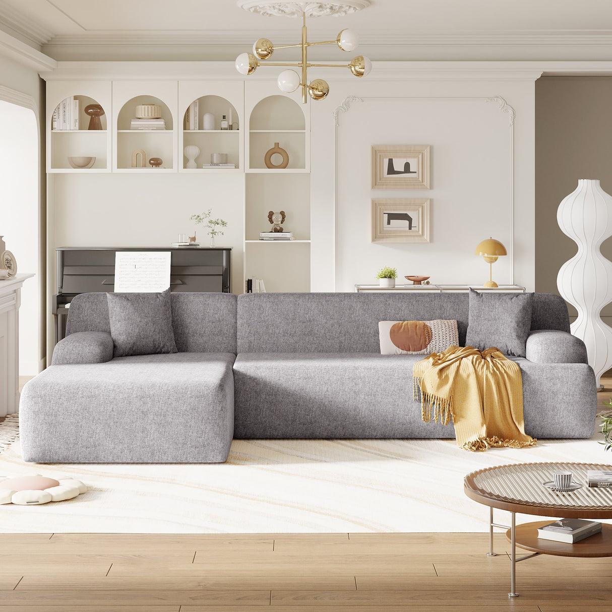 Modern Large L-Shape Modular Sectional Sofa for Living Room