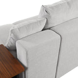 Modern Large L-Shape Sofa with Plastic Legs, Sectional Sofa with 2 Pillows, Living Room Sets with 2 End Tables, Light Grey