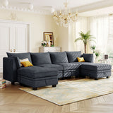 Modern Large U-Shape Modular Sectional Sofa Convertible Sofa Bed With Reversible Chaise And Storage Seat