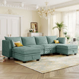 Modern Large U-Shape Modular Sectional Sofa Convertible Sofa Bed With Reversible Chaise And Storage Seat