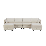 Modern Large U-Shape Modular Sectional Sofa Convertible Sofa Bed With Reversible Chaise And Storage Seat