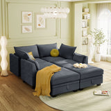 Modern Large U-Shape Modular Sectional Sofa, Living Room Convertible 6-Seat Sofa Bed with Reversible Chaise&Storage Seat