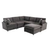 Modern Large U-Shape Sectional Sofa, with Removable Ottomans for Living Room (6-Seater)