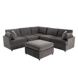 Modern Large U-Shape Sectional Sofa, with Removable Ottomans for Living Room (6-Seater)