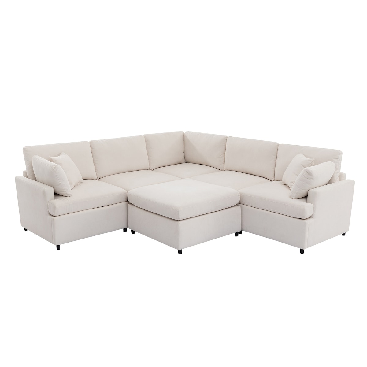 Modern Large U-Shape Sectional Sofa, with Removable Ottomans for Living Room (6-Seater)