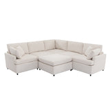 Modern Large U-Shape Sectional Sofa, with Removable Ottomans for Living Room (6-Seater)