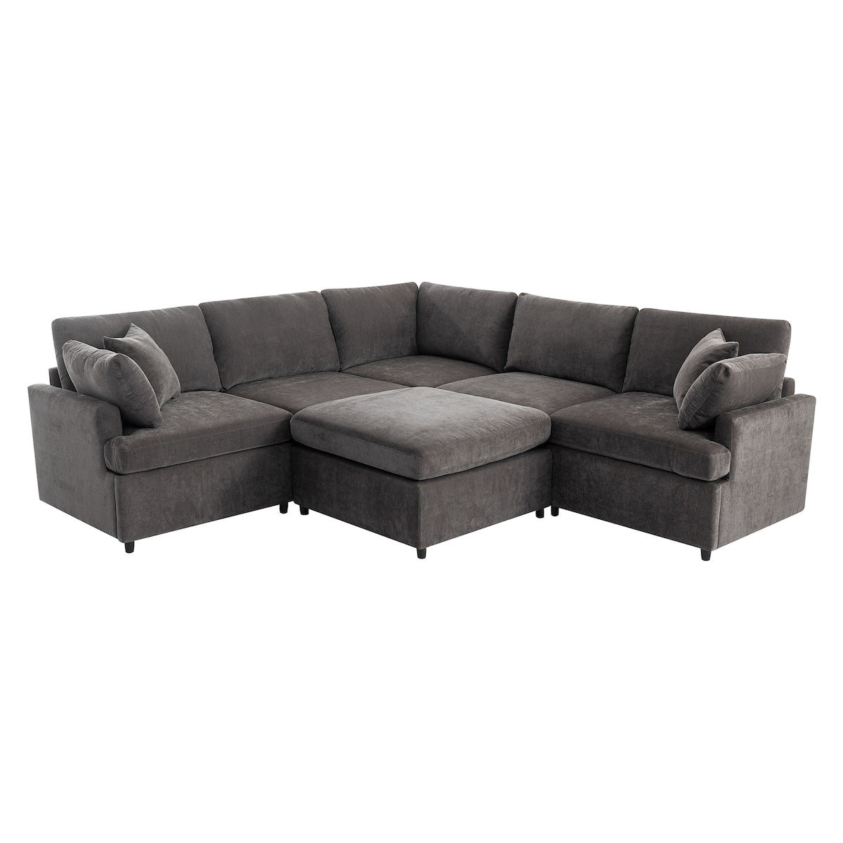 Modern Large U-Shape Sectional Sofa, with Removable Ottomans for Living Room (6-Seater)
