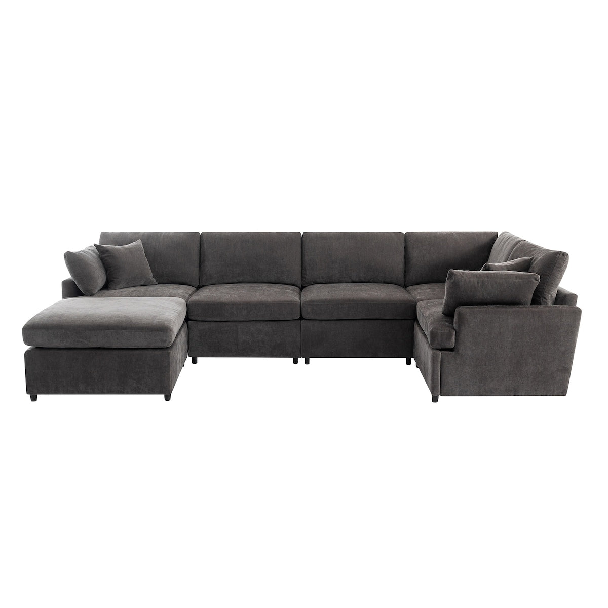 Modern Large U-Shape Sectional Sofa, with Removable Ottomans for Living Room (6-Seater)