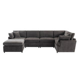 Modern Large U-Shape Sectional Sofa, with Removable Ottomans for Living Room (6-Seater)