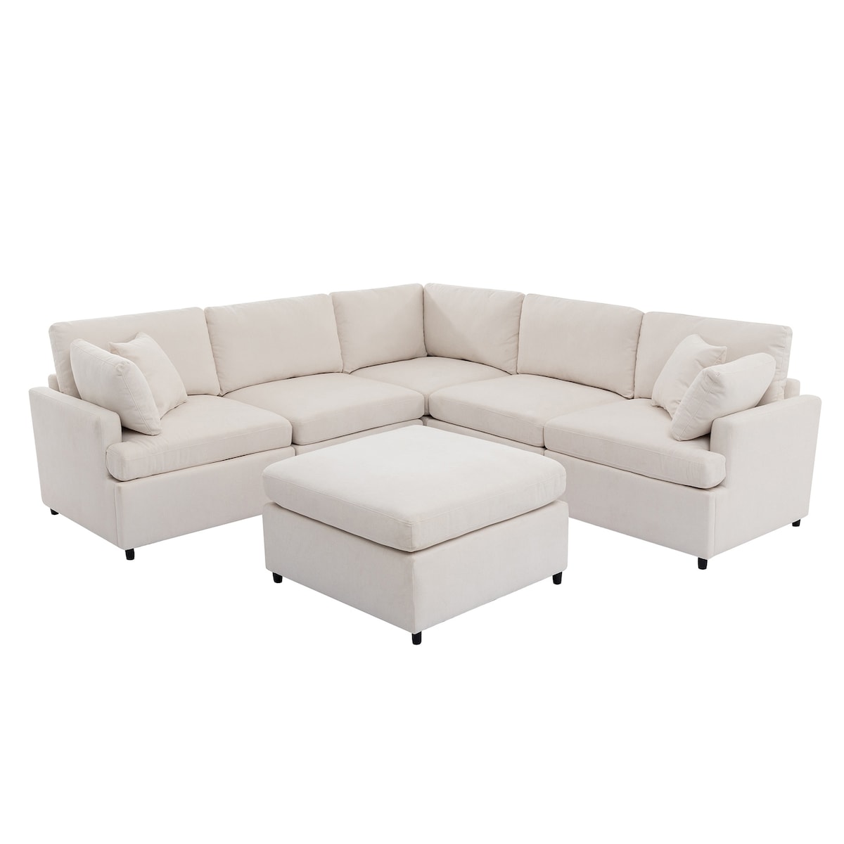 Modern Large U-Shape Sectional Sofa, with Removable Ottomans for Living Room (6-Seater)