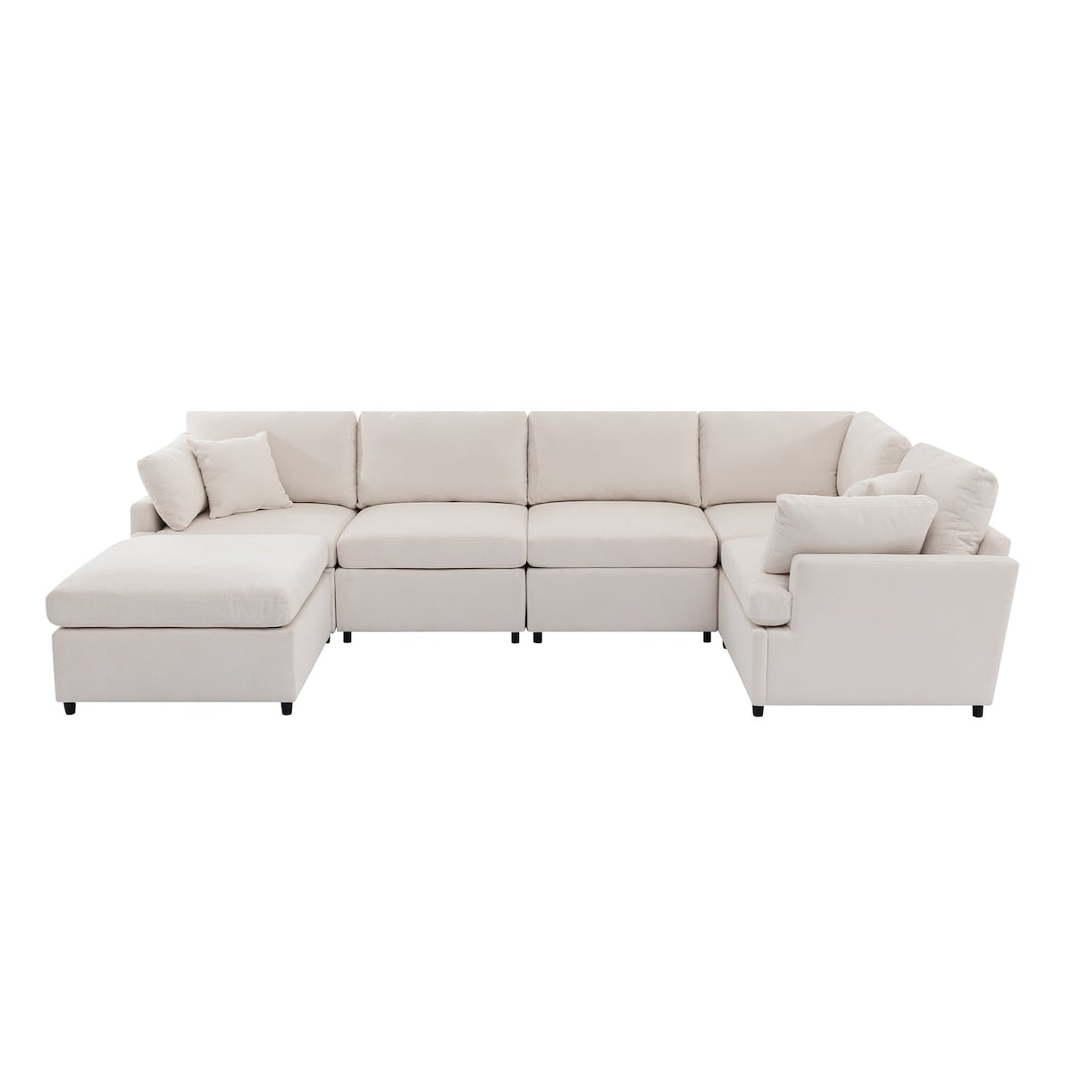 Modern Large U-Shape Sectional Sofa, with Removable Ottomans for Living Room (6-Seater)