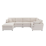 Modern Large U-Shape Sectional Sofa, with Removable Ottomans for Living Room (6-Seater)