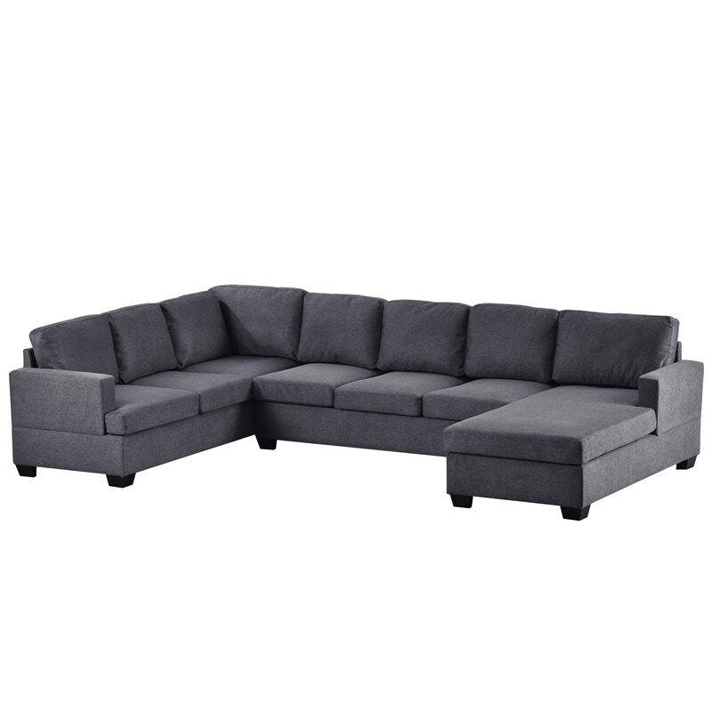 Modern Large Upholstered U-Shape Sectional Sofa, Extra Wide Chaise Lounge Couch Living Room Sets Relax Sofa, Grey