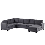Modern Large Upholstered U-Shape Sectional Sofa, Extra Wide Chaise Lounge Couch Living Room Sets Relax Sofa, Grey