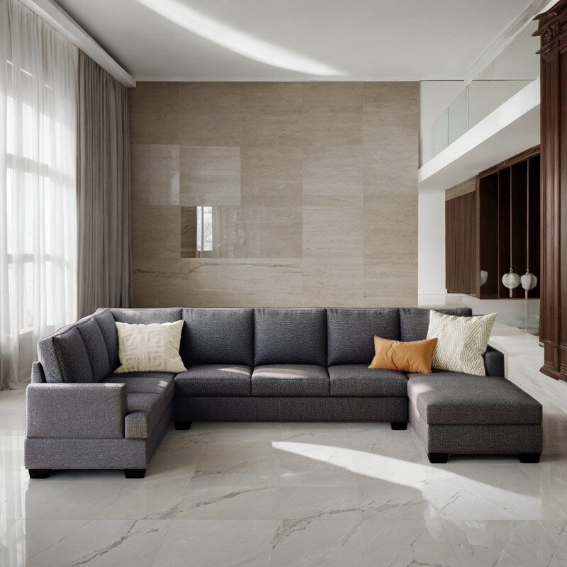 Modern Large Upholstered U-Shape Sectional Sofa, Extra Wide Chaise Lou