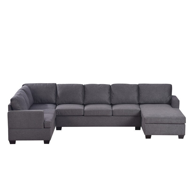 Modern Large Upholstered U-Shape Sectional Sofa, Extra Wide Chaise Lounge Couch Living Room Sets Relax Sofa, Grey