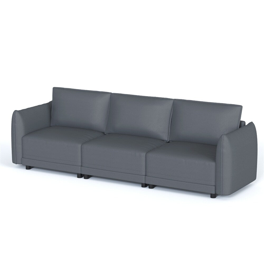 Modern Leather Convertible Sectional Sofa Couches With Wooden Frame and Sturdy Construction