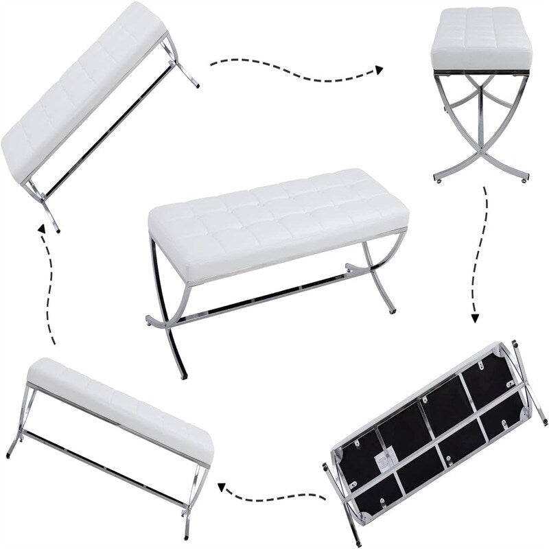 Modern Leather Entryway Bench