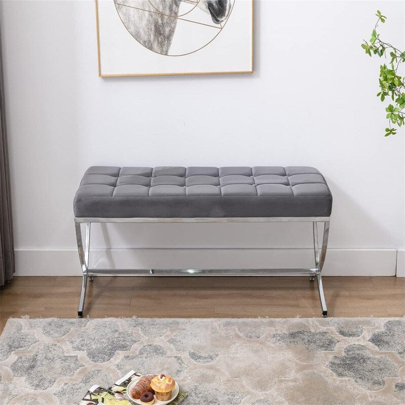 Modern Leather Entryway Bench