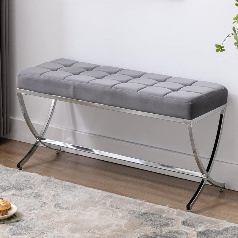 Modern Leather Entryway Bench