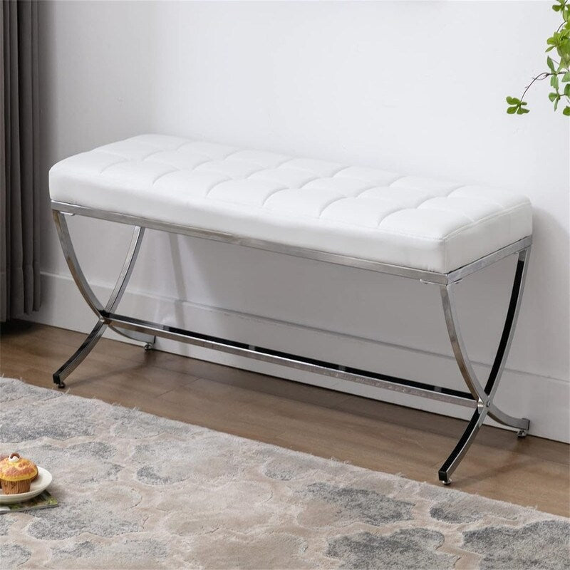 Modern Leather Entryway Bench