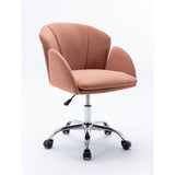 Modern Leisure Swivel Adjustable Office Chair with Velvet Fabric and Golden Feet Base