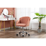 Modern Leisure Swivel Adjustable Office Chair with Velvet Fabric and Golden Feet Base
