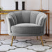 Modern Leisure Velvet Upholstered Accent Barrel Chair with Metal Legs