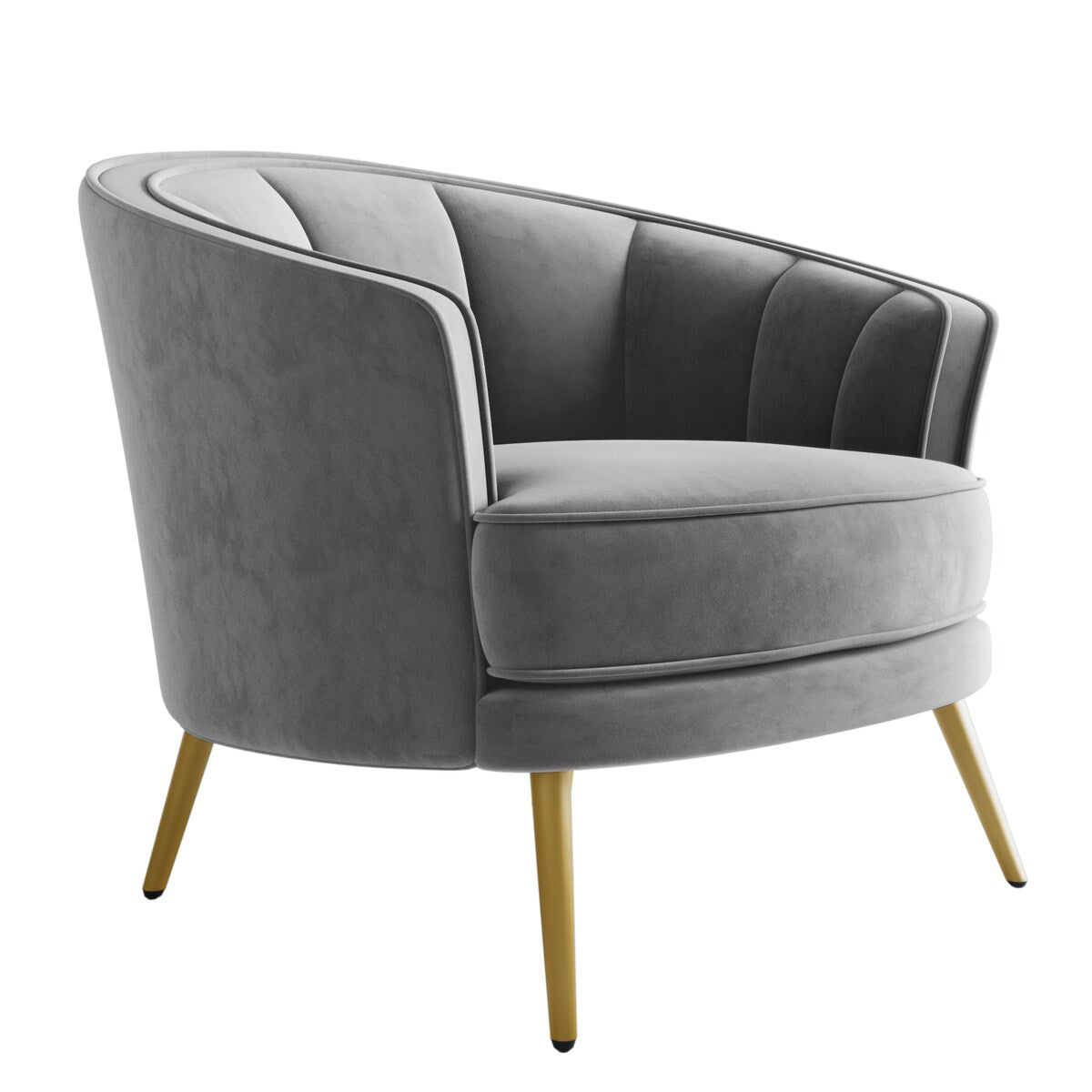 Modern Leisure Velvet Upholstered Accent Barrel Chair with Metal Legs