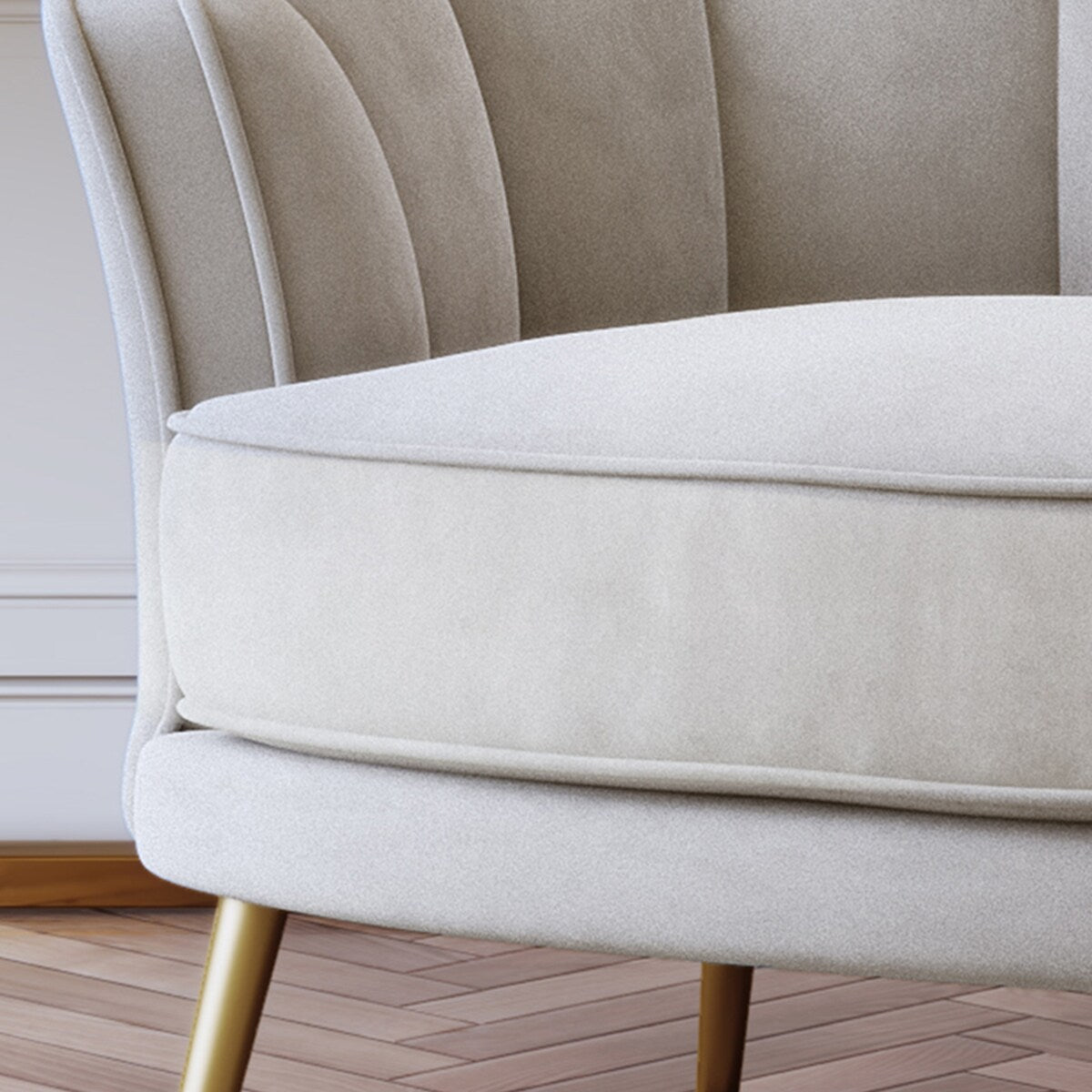 Modern Leisure Velvet Upholstered Accent Barrel Chair with Metal Legs