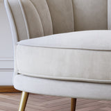 Modern Leisure Velvet Upholstered Accent Barrel Chair with Metal Legs