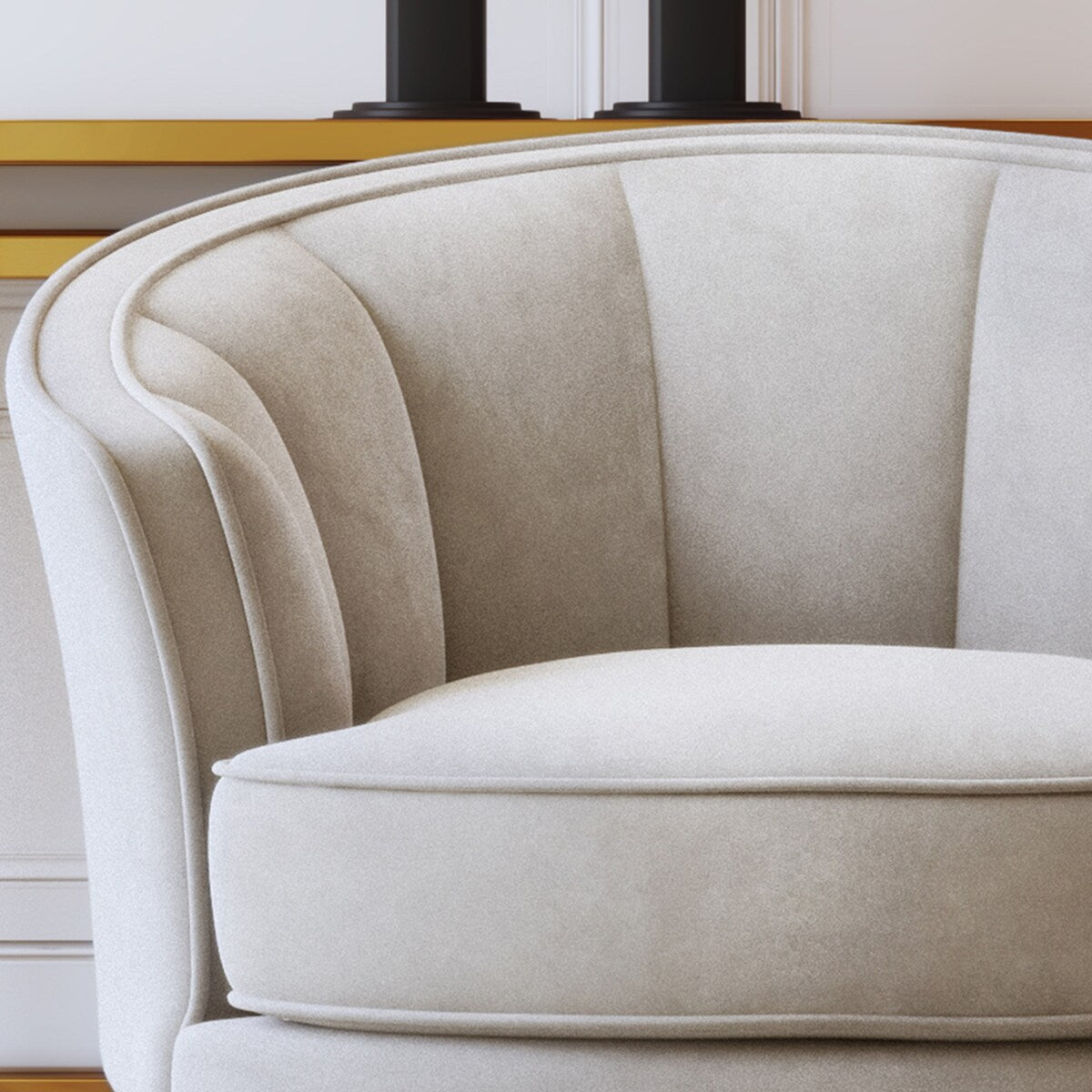 Modern Leisure Velvet Upholstered Accent Barrel Chair with Metal Legs