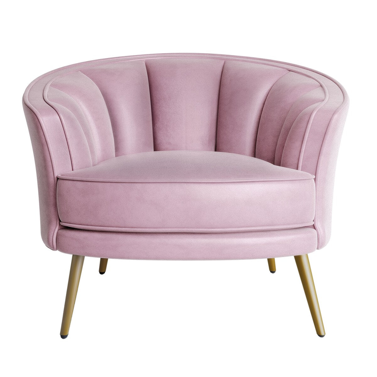 Modern Leisure Velvet Upholstered Accent Barrel Chair with Metal Legs