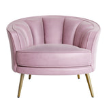 Modern Leisure Velvet Upholstered Accent Barrel Chair with Metal Legs