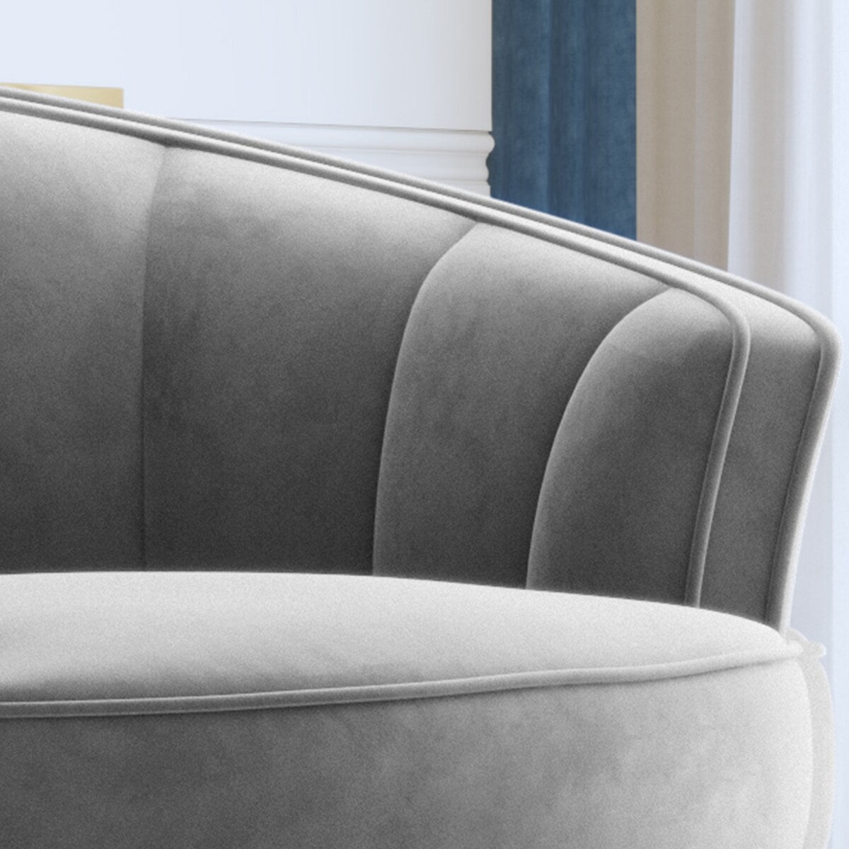 Modern Leisure Velvet Upholstered Accent Barrel Chair with Metal Legs