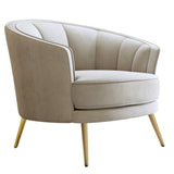 Modern Leisure Velvet Upholstered Accent Barrel Chair with Metal Legs