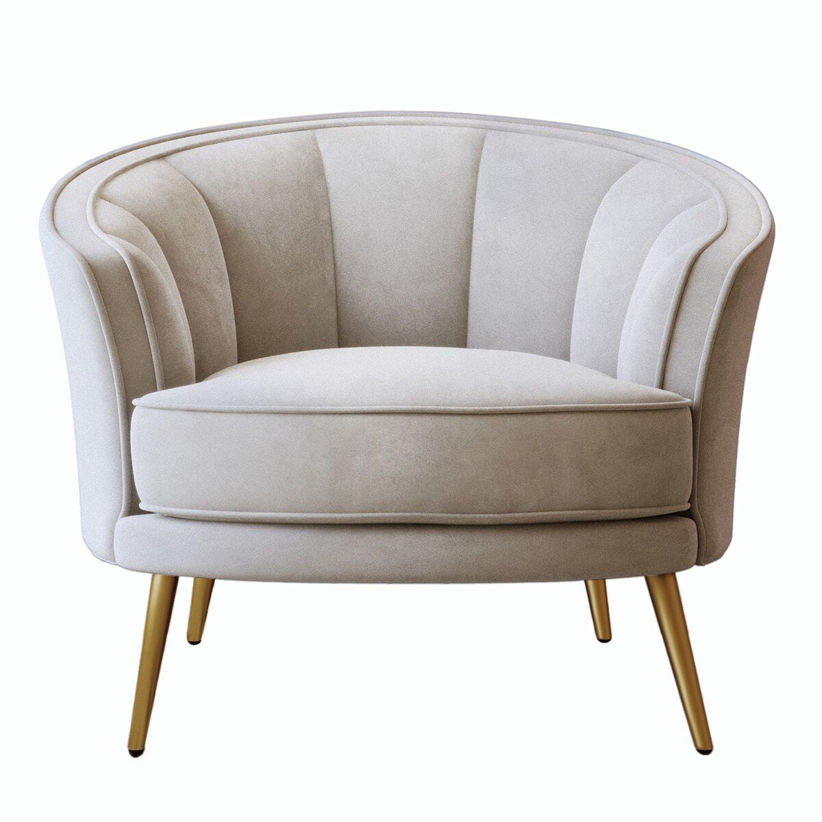 Modern Leisure Velvet Upholstered Accent Barrel Chair with Metal Legs