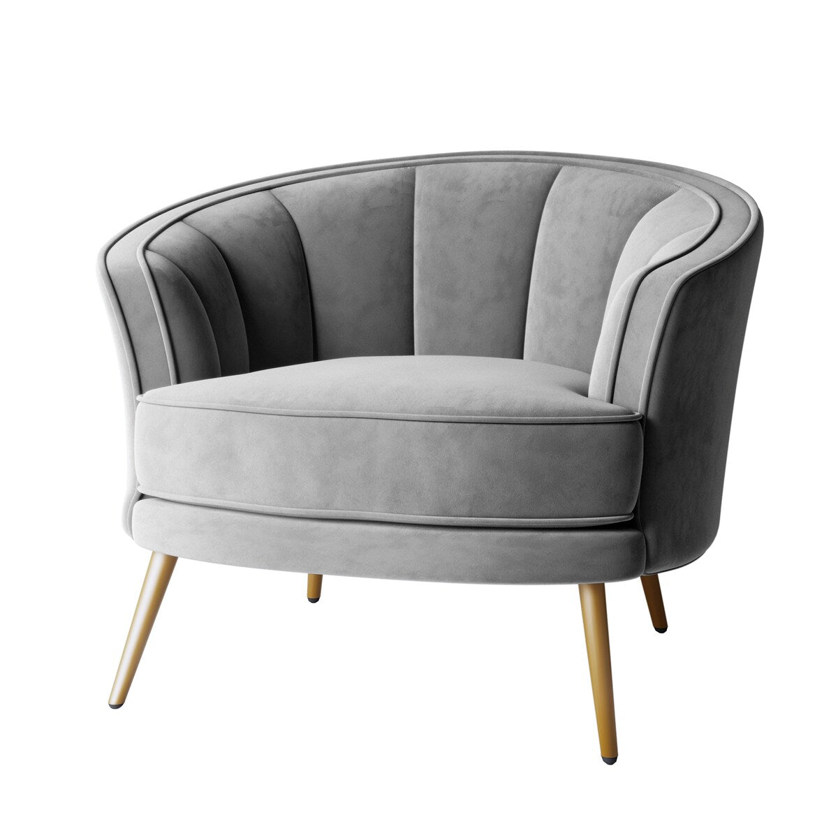 Modern Leisure Velvet Upholstered Accent Barrel Chair with Metal Legs