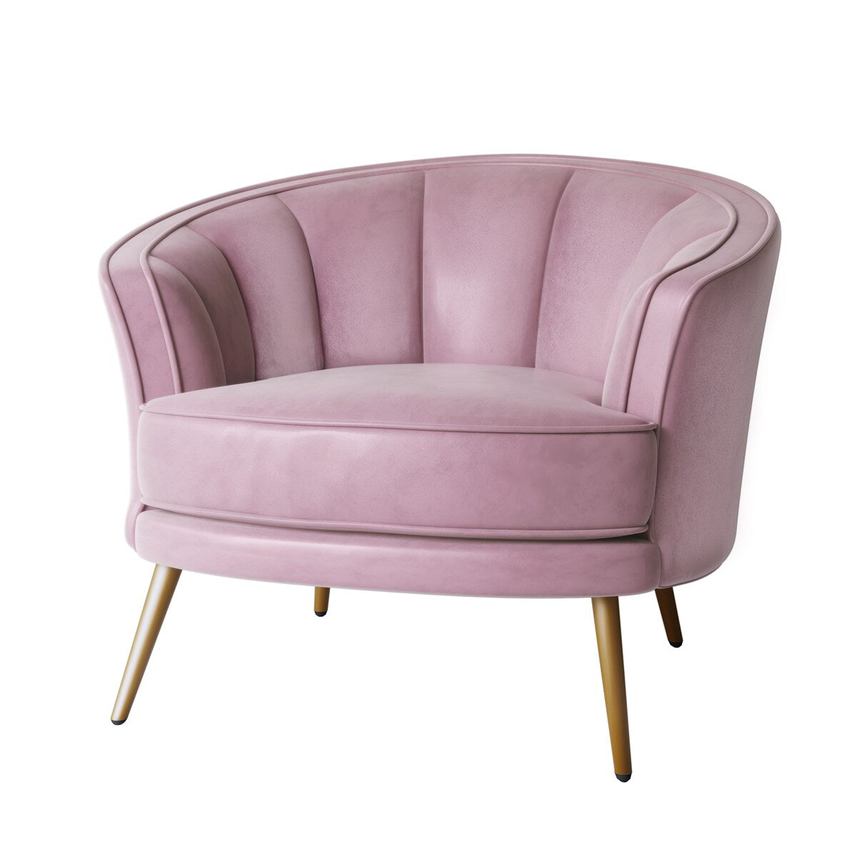 Modern Leisure Velvet Upholstered Accent Barrel Chair with Metal Legs